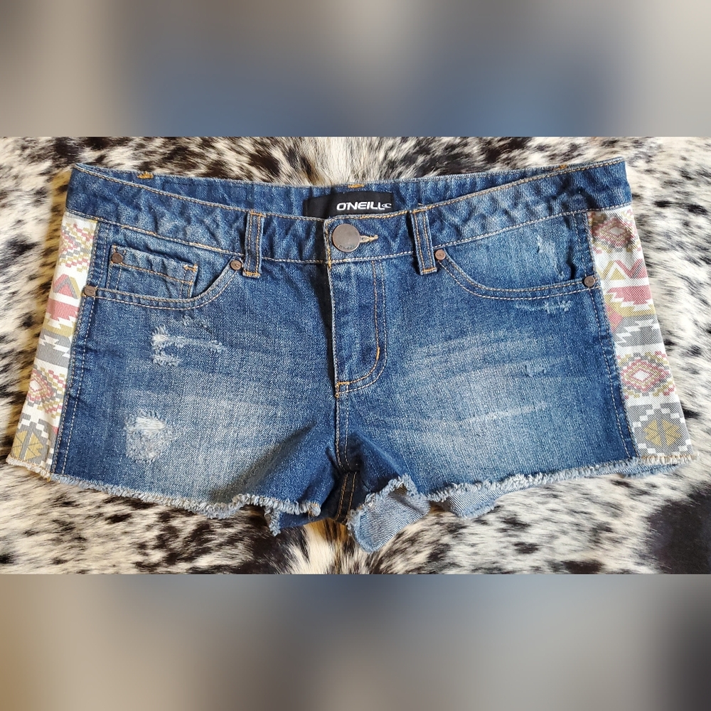 O'Neill Women's Distressed Blue Denim Shorts